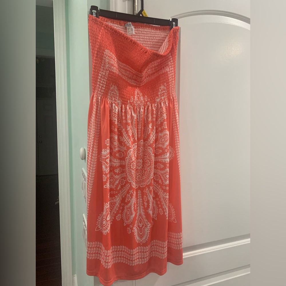VENUS Coral and White A-Line Skirt